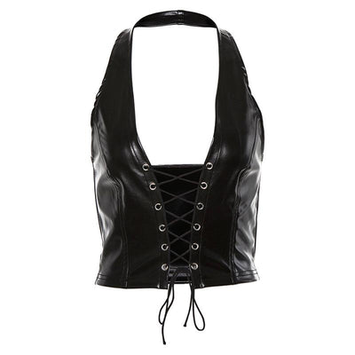 Faux Leather Halter Tank